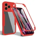 Mtp Products iPhone 17 Pro 360 Beskyttelse Cover - Rød / Klar