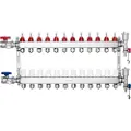 Vevor 12-grenet strålevarmemanifold, 1/2" PEX-slangemanifold, PEX-manifold i rustfrit stål til vandbaseret gulvvarme, strålevarme PEX-manifoldsæt med 1/2" adaptere inkluderet