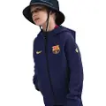 Nike FC Barcelona Tech Nike-fodboldhættetrøje i fleece med lynlås i fuld længde til større børn (drenge) - lilla