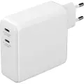 Deltaco USB-C wall charger with built-in power bank and GaN technology - 9600 mAh - White