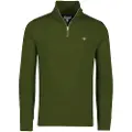 Gant Ganttil mænd. 2008005 Shield sweatshirt med halv lynlås, grøn (M), Casual, Bomuld