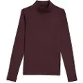 G-Star G-Startil kvinder. D26905-E136-671 A-Line Slim Rib Mock T-shirt rødbrun (S), Casual, Lange ærmer, Økologisk bomuld, Bæredygtig