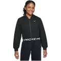 Nike Pro Fleece Dri-FIT-hættetrøje med fuld lynlås til større børn (piger) - sort