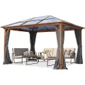 TOOLPORT 3x4m, hardtop havepavillon, inkl. 4 sidegardiner, loft grå