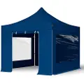 TOOLPORT 3x3m, aluminium, easy-up-pavillon, 4 sidedele, mørkeblå