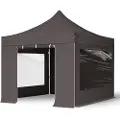 TOOLPORT 3x3m, aluminium, easy-up-pavillon, 4 sidedele, mørkegrå