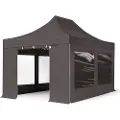 TOOLPORT 3x4,5m, aluminium, easy-up-pavillon, 4 sidedele, mørkegrå