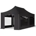 TOOLPORT 3x6m, aluminium, easy-up-pavillon, 4 sidedele, sort