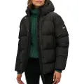 Superdry Superdrytil kvinder. W5012004A Frakke med hætte 5 Baffle Sports sort (XS), Casual, Genanvendt polister, Bæredygtig