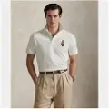 Ralph Lauren Polo Ralph Laurentil mænd. 710P00082001 Custom Slim Fit Polo med Polo Bear hvid (L), Casual, Bomuld, Korte ærmer