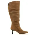 Mustang MTNGtil kvinder. 55307 Ninete beige læderstøvler (39), 1-3 cm, Lynlås, Casual