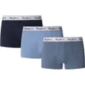 Pepe Jeans Pepe Jeanstil mænd. PMU11195 Sæt 3 boxershorts Ensfarvet blå, navy (L), Afslappet, Bomuld
