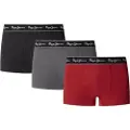 Pepe Jeans Pepe Jeanstil mænd. PMU11195 Sæt med 3 boxershorts Ensfarvet rød, grå, sort (M), Afslappet, Bomuld