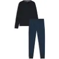 Hugo Boss BOSStil mænd. 50550494 Pyjamassæt med navy-logoer og -monogrammer (XL), Blå, Afslappet, Bomuld, Lange ærmer