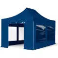 TOOLPORT 3x4,5m, aluminium, easy-up-pavillon, 4 sidedele, blå