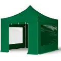 TOOLPORT 3x3m, aluminium, easy-up-pavillon, 4 sidedele, mørkegrøn