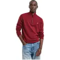 Gant Ganttil mænd. 87213 Meget fin fåreuldstrøje med halv lynlås rød (3XL), Casual, Bomuld