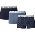 Pepe Jeans Pepe Jeanstil mænd. PMU11186 Sæt med 3 boxershorts med Script-logo, blå, navy (S), Afslappet, Bomuld