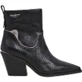 Pepe Jeans Pepe Jeanstil kvinder. PLS500015 Gina Snake Leather Ankle Boots sort (36), Læder, 3-5 cm, Lynlås, Casual