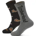 Timberland Timberlandtil mænd. TB0A6BTB0011 Sæt med 2 par strømper Print Grey, Navy (S), Afslappet, Grå, Bomuld, Blå