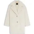 Hugo Boss BOSStil kvinder. 50548583 Plysfrakke med hvid, justerbar krave (36), Casual, Polyester