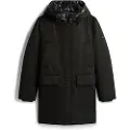 Tommy Hilfiger Tommy Hilfigertil kvinder. WW0WW46533 Quiltet parka med kontrastfarvet hætte, sort (L), Casual, Nylon, Lange ærmer