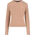 Ralph Lauren Polo Ralph Laurentil kvinder. 211971795002 Brun trøje med knuder (L), Casual, Bomuld