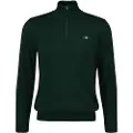 Gant Ganttil mænd. 8030564 Klassisk bomuldstrøje med grøn halv lynlås (L), Casual