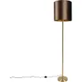 QAZQA Gulvlampe messing med fløjlsskærm brun 40 cm - Simplo