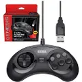 Retro-Bit 6-button Arcade Pad USB - Black - Wired Controller - MAC