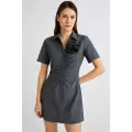 Marella Marellatil kvinder. 2523226054200 Kort kjole med blomsterbroche Cappa grey (38), Casual, Grå, Polyester, Korte ærmer
