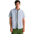 Gant Ganttil mænd. 3240064 Skjorte Regular Fit Seersucker Sunset blue (L), Blå, Casual, Bomuld, Korte ærmer