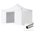 TOOLPORT 4x4m, stål, easy-up-pavillon, 4 sidedele, hvid