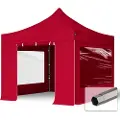 TOOLPORT 3x3m, stål, easy-up-pavillon, 4 sidedele, rød