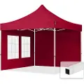 TOOLPORT 3x3m, stål, easy-up-pavillon, 2 sidedele, rød