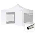 TOOLPORT 4x4m, stål, easy-up-pavillon, 4 sidedele, hvid