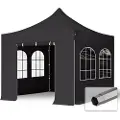 TOOLPORT 3x3m, stål, easy-up-pavillon, 4 sidedele, sort