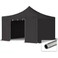 TOOLPORT 4x4m, stål, easy-up-pavillon, 4 sidedele, sort