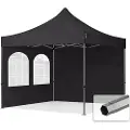 TOOLPORT 3x3m, stål, easy-up-pavillon, 2 sidedele, sort