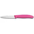 Victorinox Grøntsagskniv 8 cm, savtakket blad, lyserød, plastik, Victorinox