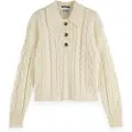 Scotch & Soda Cable Stitch Knit Polo Med Lange ærmer
