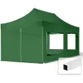 TOOLPORT 3x6m, stål, easy-up-pavillon, 4 sidedele, mørkegrøn