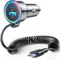 JOYROOM Car charger JR-CL07 3-in-1 1x USB + 1x PD 55W + Type-C cable (black)