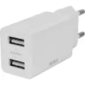 Deltaco USB wall charger 2x USB-A 2.4 A total 1