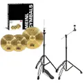 Meinl HCS Cymbal Set 14" Hi Hat & 18" Crash/Ride & Gear4music Stands Black