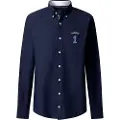 Hackett London Hackett Londontil mænd. HM3010486 Heritage Oxford navy skjorte (M), Casual, Bomuld, Lange ærmer, Blå