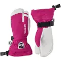 Hestra votter og hansker Army Leather Heli Ski, 3-finger skihandsker, junior, pink