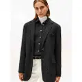 Tommy Hilfiger Tommy Hilfigertil kvinder. WW0WW46856 Grå oversize blazer (M/L), Casual, Bomuld, Klassisk