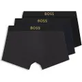 Hugo Boss BOSStil mænd. 50546764 Sæt 3 boxershorts med guldlogo (XXL), Sort, Afslappet, Bomuld, Blå