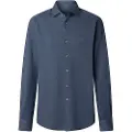 Hackett Londontil mænd. HM3010424 Melange Pique skjorte blå (L), Casual, Bomuld, Lange ærmer